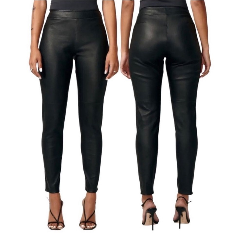 Lita by Ciara Matte Black Stretch Lamb Leather Leader High Rise Pant  Size 4